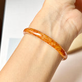 52mm A-Grade Natural Orangey Red Jadeite Modern Round Bangle No.151982