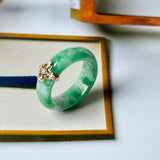 17.8mm A-Grade Natural Imperial Green Jadeite Peranakan Tile Ring No. 162625