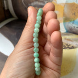 SOLD OUT: 5.5mm A-Grade Natural Moss On Snow Jadeite Beaded Bracelet No.190388