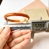 52mm A-Grade Natural Orangey Red Jadeite Modern Round Bangle No.151982