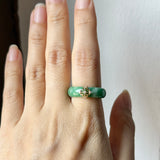 17.8mm A-Grade Natural Imperial Green Jadeite Peranakan Tile Ring No. 162625