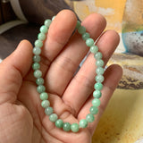 SOLD OUT: 5.5mm A-Grade Natural Moss On Snow Jadeite Beaded Bracelet No.190388