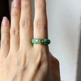 17.8mm A-Grade Natural Imperial Green Jadeite Peranakan Tile Ring No. 162625