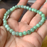 SOLD OUT: 5.5mm A-Grade Natural Moss On Snow Jadeite Beaded Bracelet No.190388