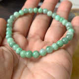 SOLD OUT: 5.5mm A-Grade Natural Moss On Snow Jadeite Beaded Bracelet No.190388