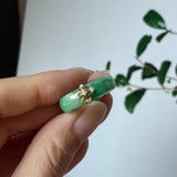 17.8mm A-Grade Natural Imperial Green Jadeite Peranakan Tile Ring No. 162625
