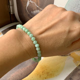 SOLD OUT: 5.5mm A-Grade Natural Moss On Snow Jadeite Beaded Bracelet No.190388