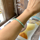 SOLD OUT: 5.5mm A-Grade Natural Moss On Snow Jadeite Beaded Bracelet No.190388