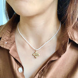 Icy A-Grade Jadeite Lilac Flower Emblem Pendant (Small Pearl Necklace) No. 172175