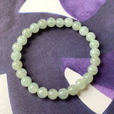 7.3mm A-Grade Natural Light Green Jadeite Beaded Bracelet No.190392