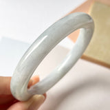 56.5mm A-Grade Natural Lavender Green Jadeite Traditional Round Bangle No.151987