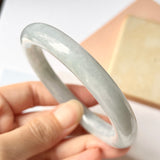 56.5mm A-Grade Natural Lavender Green Jadeite Traditional Round Bangle No.151987