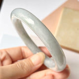 56.5mm A-Grade Natural Lavender Green Jadeite Traditional Round Bangle No.151987