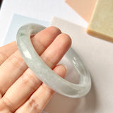 56.5mm A-Grade Natural Lavender Green Jadeite Traditional Round Bangle No.151987