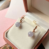 Icy A-Grade Natural Lavender Jadeite Sphere Huggies Earrings (with diamonds) No.180780