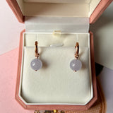 Icy A-Grade Natural Lavender Jadeite Sphere Huggies Earrings (with diamonds) No.180780