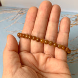 5.4mm A-Grade Natural Reddish Brown Jadeite Beaded Bracelet No.190387