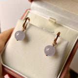 Icy A-Grade Natural Lavender Jadeite Sphere Huggies Earrings (with diamonds) No.180780