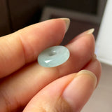 A-Grade Natural Light Bluish Green Jadeite Bagel Piece No. 172959