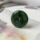 A-Grade Natural Dark Bluish Green Jadeite Donut Pendant No.220690