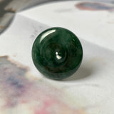 A-Grade Natural Dark Bluish Green Jadeite Donut No.220690