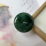 A-Grade Natural Dark Bluish Green Jadeite Donut Pendant No.220690