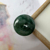 A-Grade Natural Dark Bluish Green Jadeite Donut Pendant No.220690