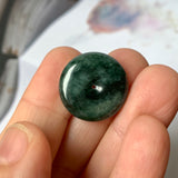 A-Grade Natural Dark Bluish Green Jadeite Donut Pendant No.220690