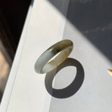 17.2mm A-Grade Natural White Greenish Yellow Jadeite Ring Band No. 161869