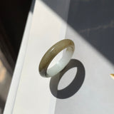 17.2mm A-Grade Natural White Greenish Yellow Jadeite Ring Band No. 161869