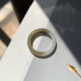 17.2mm A-Grade Natural White Greenish Yellow Jadeite Ring Band No. 161869