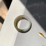 17.2mm A-Grade Natural White Greenish Yellow Jadeite Ring Band No. 161869