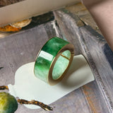 22.8mm A-Grade Natural Imperial Green Jadeite Gold Rim Ring Band No. 162626