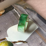 22.8mm A-Grade Natural Imperial Green Jadeite Gold Rim Ring Band No. 162626