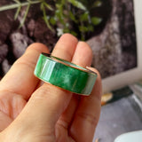 22.8mm A-Grade Natural Imperial Green Jadeite Gold Rim Ring Band No. 162626