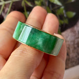 22.8mm A-Grade Natural Imperial Green Jadeite Gold Rim Ring Band No. 162626