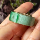 22.8mm A-Grade Natural Imperial Green Jadeite Gold Rim Ring Band No. 162626