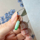 A-Grade Natural Moss On Snow Jadeite Donut Peranakan Tile Pendant No.172638