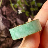 22.8mm A-Grade Natural Imperial Green Jadeite Gold Rim Ring Band No. 162626