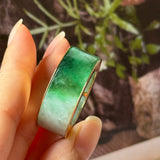 22.8mm A-Grade Natural Imperial Green Jadeite Gold Rim Ring Band No. 162626