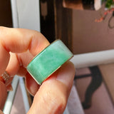 19mm A-Grade Natural Imperial Green Jadeite Gold Rim Ring Band No. 162627