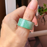 19mm A-Grade Natural Imperial Green Jadeite Gold Rim Ring Band No. 162627