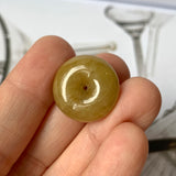 A-Grade Natural Yellow Jadeite Donut Pendant No.220692