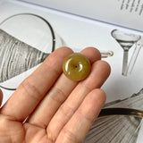 A-Grade Natural Yellow Jadeite Donut Pendant No.220692