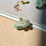 16.8mm A-Grade Natural Moss On Snow Jadeite Joseon Ring Band (Osmanthus Flower) No.162628