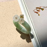 16.8mm A-Grade Natural Moss On Snow Jadeite Joseon Ring Band (Osmanthus Flower) No.162628