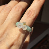 16.8mm A-Grade Natural Moss On Snow Jadeite Joseon Ring Band (Osmanthus Flower) No.162628