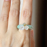 16.8mm A-Grade Natural Moss On Snow Jadeite Joseon Ring Band (Osmanthus Flower) No.162628