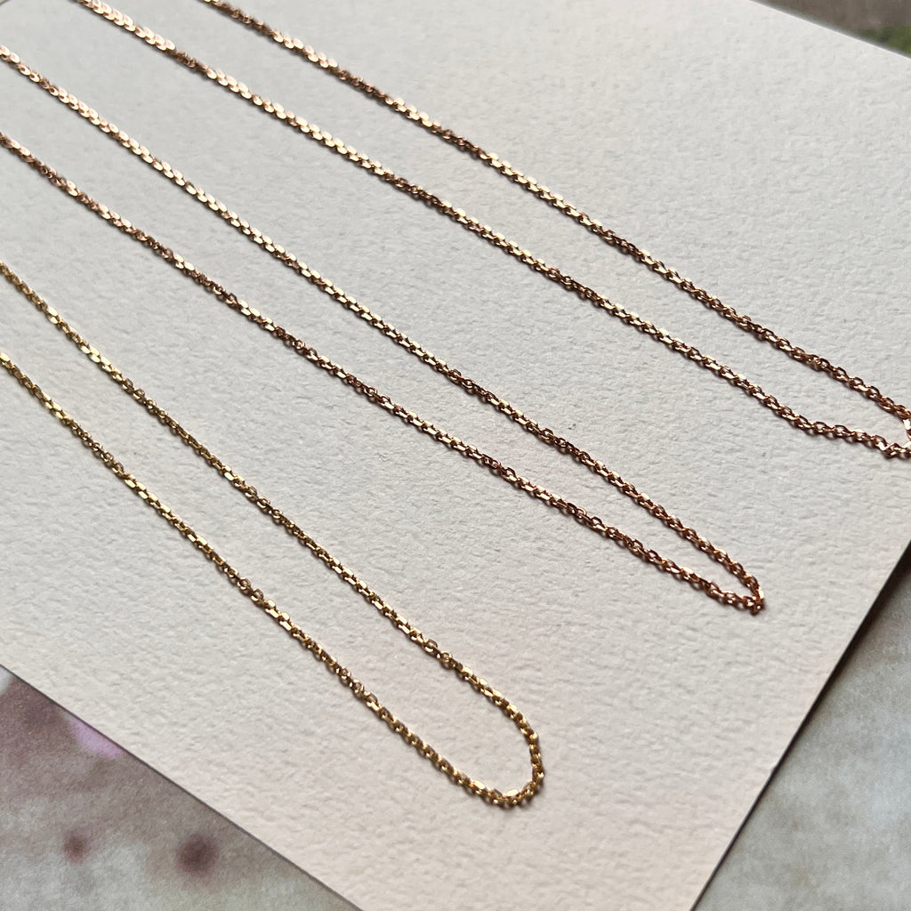 42cm (1mm) Adjustable Belcher Diamond Cut Necklace Chain