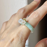 16.8mm A-Grade Natural Moss On Snow Jadeite Joseon Ring Band (Osmanthus Flower) No.162628